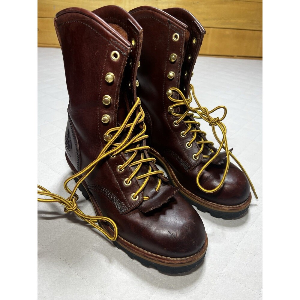 Vintage Georgia Boot Red Leather Logger Work Boots Men’s SZ 7M GB9159